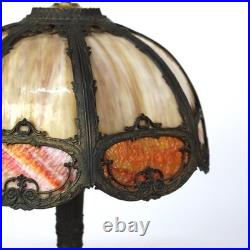 Antique Miller School Arts & Crafts Two Tone Slag Glass Table Lamp C1920 Antique Miller School Arts & Crafts Two Tone Slag Glass Table Lamp C1920