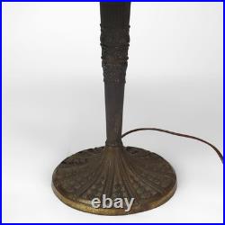 Antique Miller School Arts & Crafts Two Tone Slag Glass Table Lamp C1920