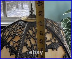 Antique Miller School Bronze Slag Glass Table Lamp