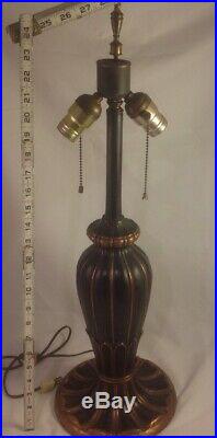 Antique Miller Slag Glass Double Socket Lamp Base