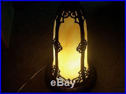 Antique Miller Slag Glass Lamp Base With Lighted Base Beautiful Golden Color