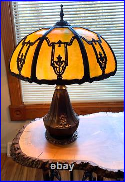 Antique Miller Slag Glass Lamp LARGE! Professionally Rewired GORGEOUS Weighs 21#