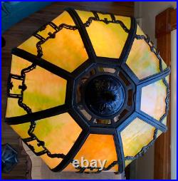 Antique Miller Slag Glass Lamp LARGE! Professionally Rewired GORGEOUS Weighs 21#