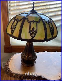 Antique Miller Slag Glass Lamp LARGE! Professionally Rewired GORGEOUS Weighs 21#