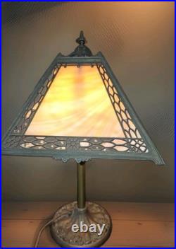 Antique Miller Slag Glass Lamp Signed