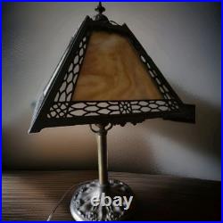 Antique Miller Slag Glass Lamp Signed