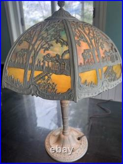 Antique Miller Table Lamp Slag Glass
