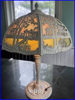 Antique Miller Table Lamp Slag Glass