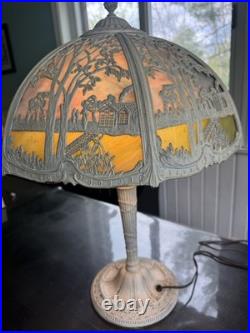 Antique Miller Table Lamp Slag Glass