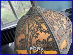 Antique Miller Table Lamp Slag Glass