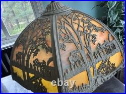 Antique Miller Table Lamp Slag Glass