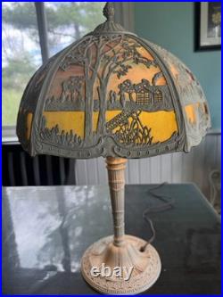 Antique Miller Table Lamp Slag Glass