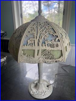 Antique Miller Table Lamp Slag Glass