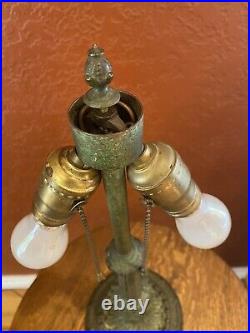 Antique Miller Verdigris Lamp For Slag Stained Glass Shade Handel Tiffany Era