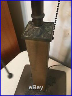Antique Mission Arts & Crafts Lamp Base For Slag Panel Glass Shade Bryant Socket