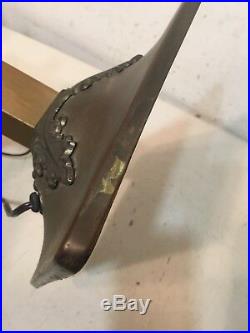 Antique Mission Arts & Crafts Lamp Base For Slag Panel Glass Shade Bryant Socket