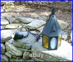 Antique Mission Arts & Crafts Porch Light Lamp Slag Glass Witch Hat Gothic 1930s