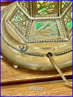 Antique Mission Arts Crafts Riviere Studios Bronze Slag Glass Lamp Tiffany Era
