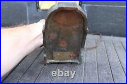Antique Mission Arts & Crafts desk Lamp Banker Lamp Slag Glass Shade
