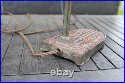 Antique Mission Arts & Crafts desk Lamp Banker Lamp Slag Glass Shade