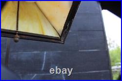 Antique Mission Arts & Crafts desk Lamp Banker Lamp Slag Glass Shade