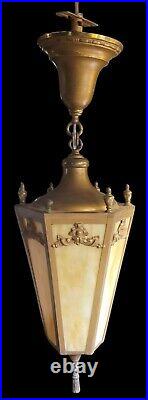 Antique Mission Hanging Lamp Light Fixture Pendant Slag Stained Glass Art Crafts Antique Mission Hanging Lamp Light Fixture Pendant Slag Stained Glass Art Crafts