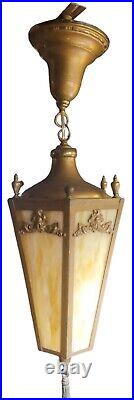 Antique Mission Hanging Lamp Light Fixture Pendant Slag Stained Glass Art Crafts