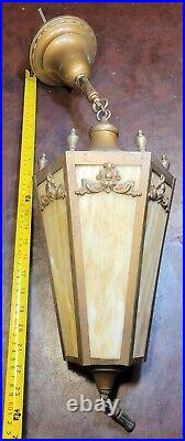 Antique Mission Hanging Lamp Light Fixture Pendant Slag Stained Glass Art Crafts Antique Mission Hanging Lamp Light Fixture Pendant Slag Stained Glass Art Crafts