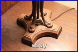 Antique Mission Style Table Lamp 27 Tall Leaded Green Slag Stained Glass-2 Bulb Antique Mission Style Table Lamp 27 Tall Leaded Green Slag Stained Glass-2 Bulb