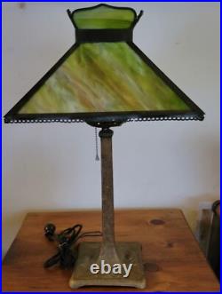 Antique Mosaic Shade Co Chicago Slag Glass Panel Shade Lamp C 1910 Tiffany Style