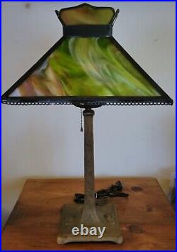 Antique Mosaic Shade Co Chicago Slag Glass Panel Shade Lamp C 1910 Tiffany Style