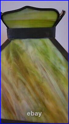 Antique Mosaic Shade Co Chicago Slag Glass Panel Shade Lamp C 1910 Tiffany Style