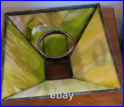 Antique Mosaic Shade Co Chicago Slag Glass Panel Shade Lamp C 1910 Tiffany Style