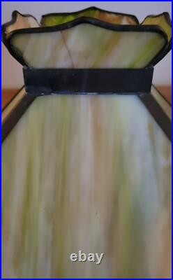 Antique Mosaic Shade Co Chicago Slag Glass Panel Shade Lamp C 1910 Tiffany Style