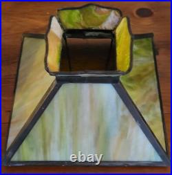 Antique Mosaic Shade Co Chicago Slag Glass Panel Shade Lamp C 1910 Tiffany Style
