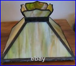 Antique Mosaic Shade Co Chicago Slag Glass Panel Shade Lamp C 1910 Tiffany Style