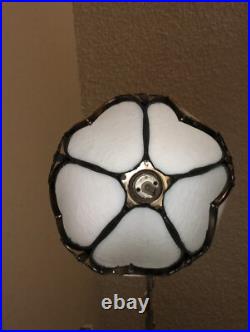 Antique Nautical Bridge Arm Table Lamp Gray Marble White Curved Slag Glass Shade Antique Nautical Bridge Arm Table Lamp Gray Marble White Curved Slag Glass Shade