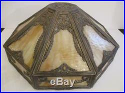 Antique Octagonal 16 Panel 17.5 Slag Glass Lamp Shade