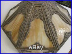 Antique Octagonal 16 Panel 17.5 Slag Glass Lamp Shade