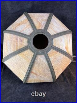 Antique Old Art Nouveau Deco Period Slag Bent Glass 8 Panel Lamp Shade 20 Wide