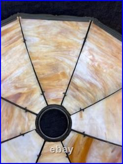 Antique Old Art Nouveau Deco Period Slag Bent Glass 8 Panel Lamp Shade 20 Wide