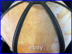 Antique Old Art Nouveau Deco Period Slag Bent Glass 8 Panel Lamp Shade 20 Wide