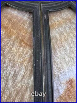 Antique Old Art Nouveau Deco Period Slag Bent Glass 8 Panel Lamp Shade 20 Wide