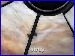 Antique Old Art Nouveau Deco Period Slag Bent Glass 8 Panel Lamp Shade 20 Wide