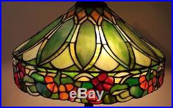 Antique Old Duffner & Kimberly Leaded Slag Stained Glass Tiffany Era Lamp