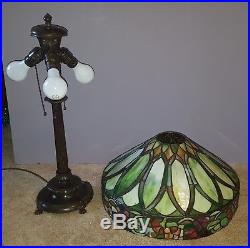 Antique Old Duffner & Kimberly Leaded Slag Stained Glass Tiffany Era Lamp