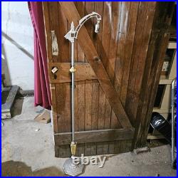 Antique Ornate Cast Iron Bridge Lamp Slag Glass Spanish Revival Bat Wing