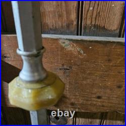 Antique Ornate Cast Iron Bridge Lamp Slag Glass Spanish Revival Bat Wing