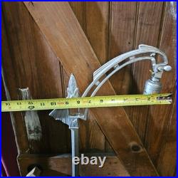 Antique Ornate Cast Iron Bridge Lamp Slag Glass Spanish Revival Bat Wing