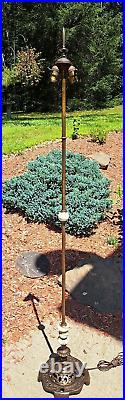 Antique Ornate Victorian Floor Lamp Art Nouveau Cast iron Brass Onyx Marble